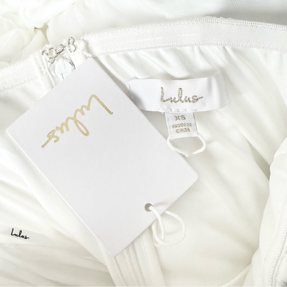 NWT LULUS Strapless Corset Bustier Sleeveless Draped Side Slit Mesh Maxi Gown XS - Picture 5 of 5